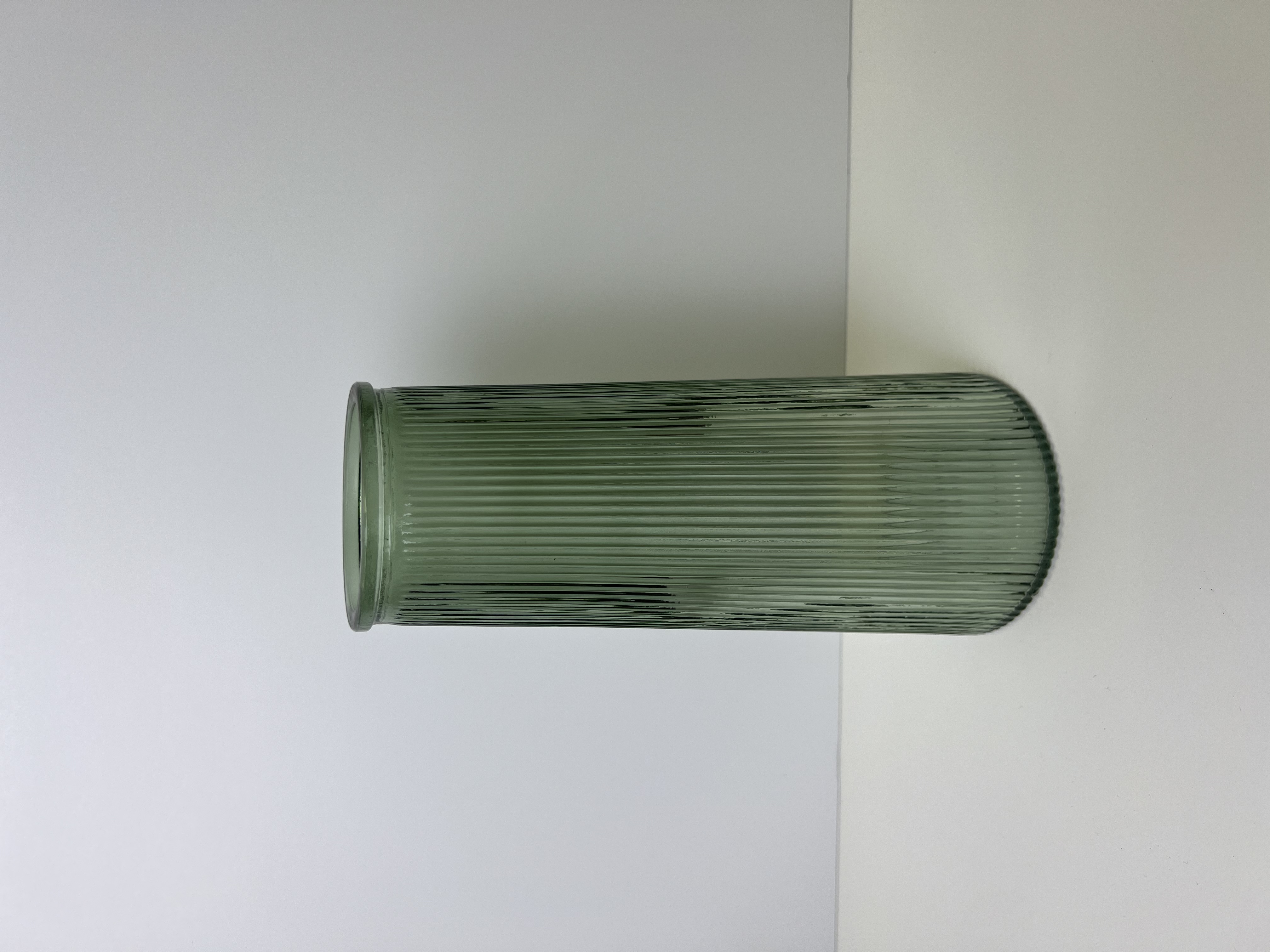 Vintage Green Tall Ribbed Vase detail page